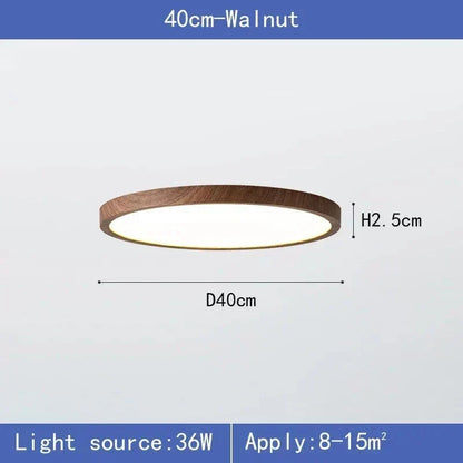 Ultrathin Circular Wooden LED Ceiling Light with 3-Colour Lighting