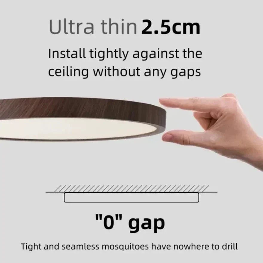 Ultrathin Circular Wooden LED Ceiling Light with 3-Colour Lighting