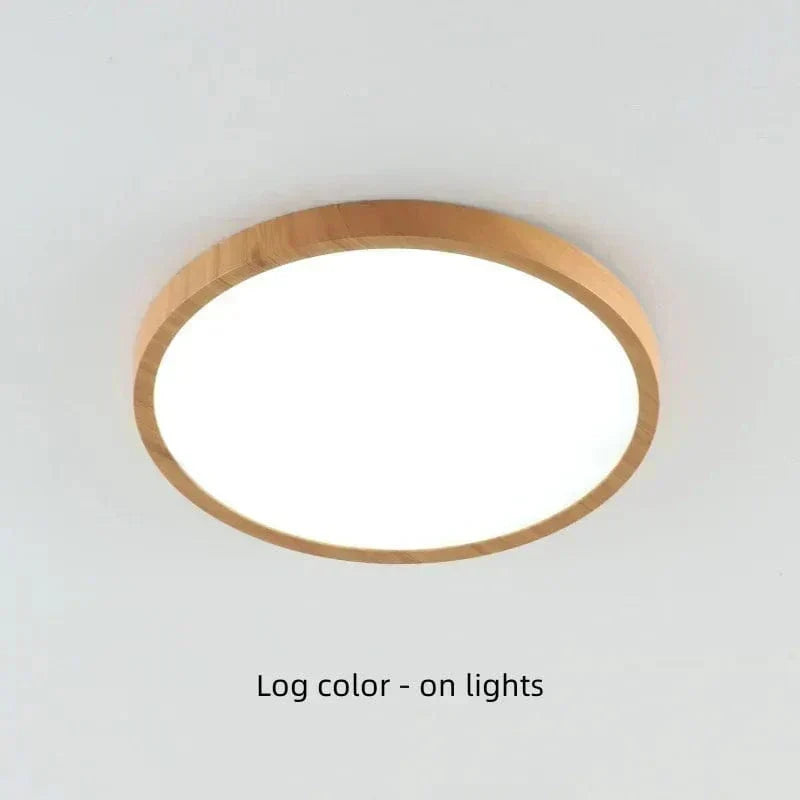 Ultrathin Circular Wooden LED Ceiling Light with 3-Colour Lighting