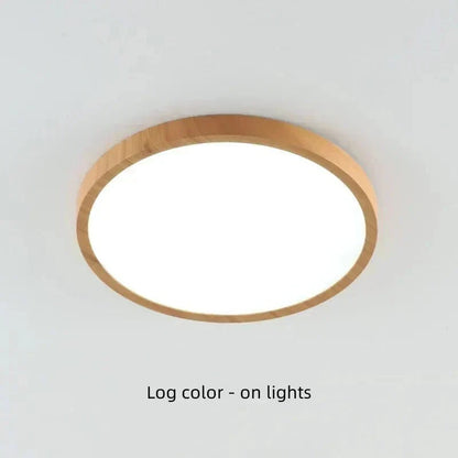 Ultrathin Circular Wooden LED Ceiling Light with 3-Colour Lighting