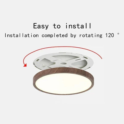 Ultrathin Circular Wooden LED Ceiling Light with 3-Colour Lighting