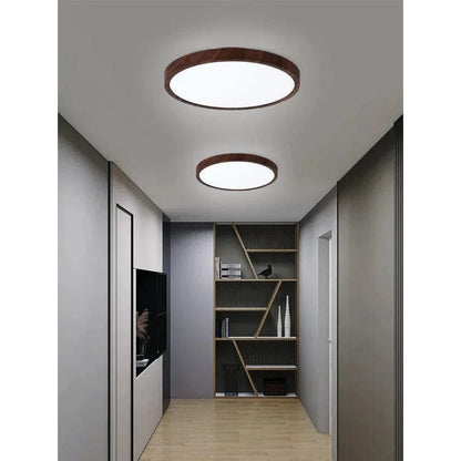 Ultrathin Circular Wooden LED Ceiling Light with 3-Colour Lighting