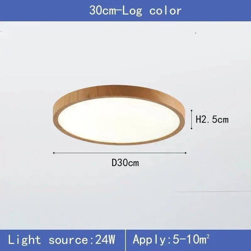 Ultrathin Circular Wooden LED Ceiling Light with 3-Colour Lighting