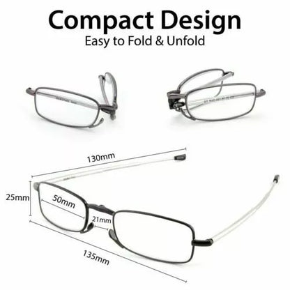 Unisex Folding Reading Glasses with Protective Case and Adjustable Frame