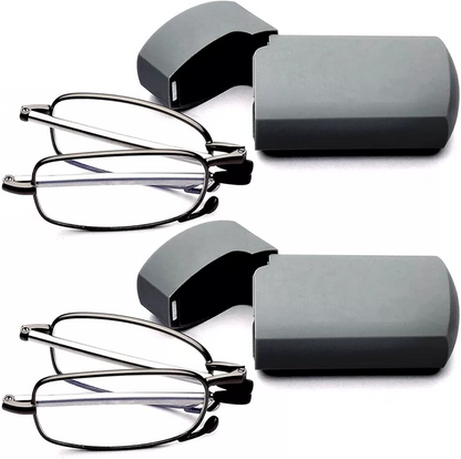 Unisex Folding Reading Glasses with Protective Case and Adjustable Frame