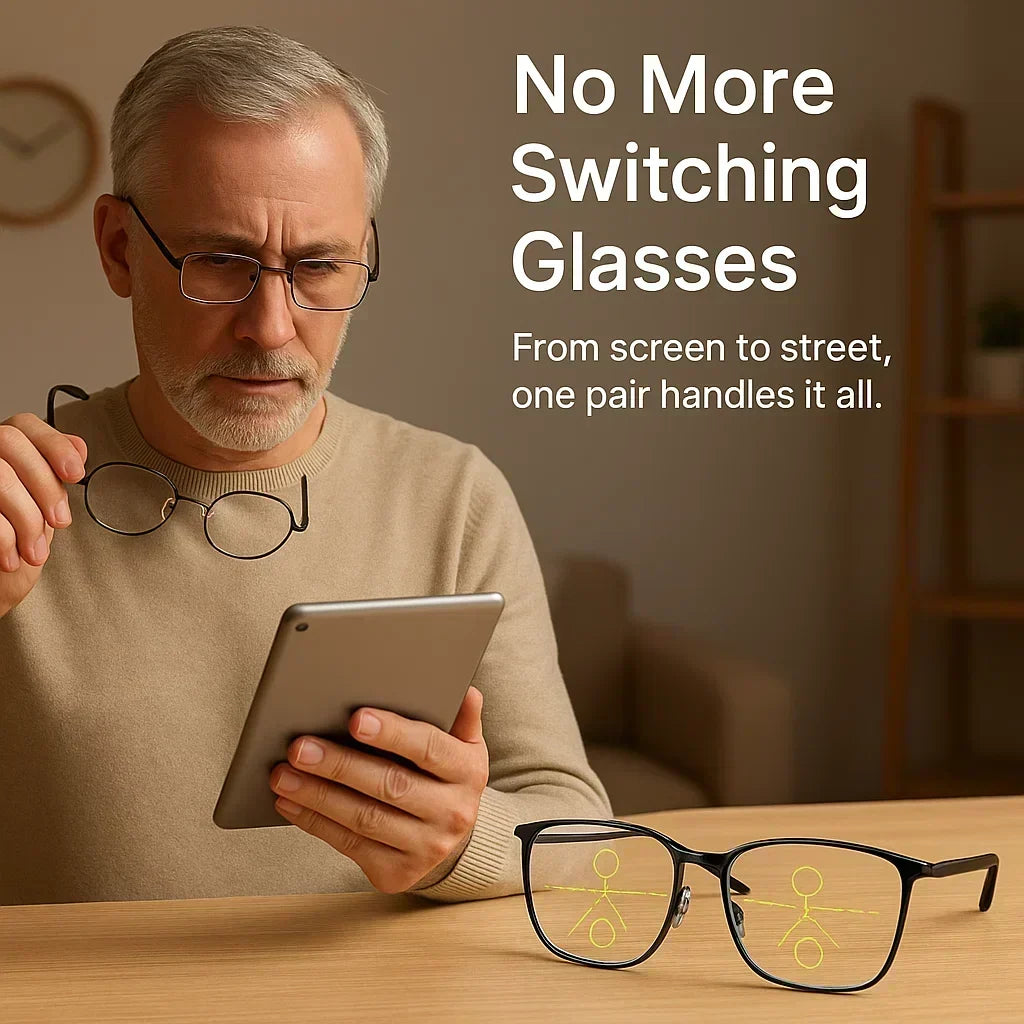 Unisex Progressive Multifocal Reading Glasses with Blue Light and Scratch-Resistant Lenses