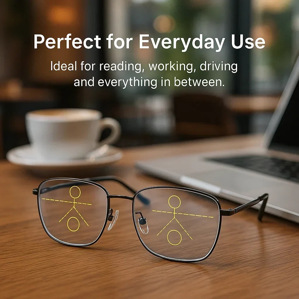 Unisex Progressive Multifocal Reading Glasses with Blue Light and Scratch-Resistant Lenses