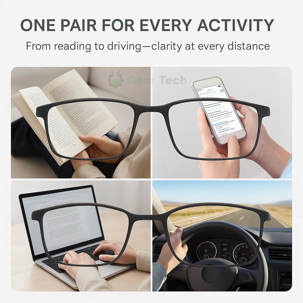 Unisex Progressive Multifocal Reading Glasses with Blue Light and Scratch-Resistant Lenses