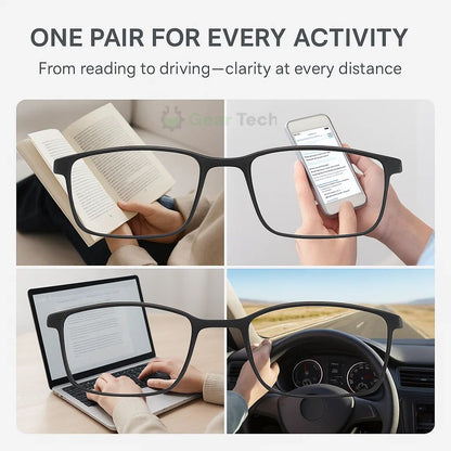Unisex Progressive Multifocal Reading Glasses with Blue Light and Scratch-Resistant Lenses