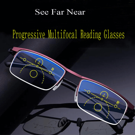 Unisex Progressive Multifocal Reading Glasses with Blue Light and Scratch-Resistant Lenses