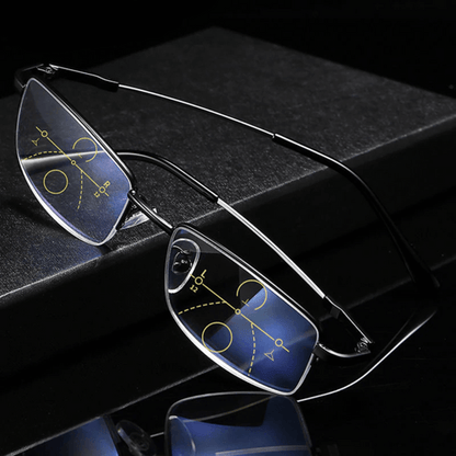 Unisex Progressive Multifocal Reading Glasses with Blue Light and Scratch-Resistant Lenses