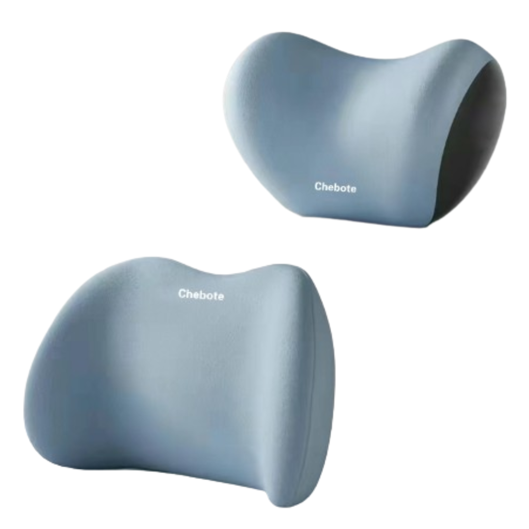 Car Seat Neck and Lumbar Support Set with Memory Foam Ergonomic Cushions
