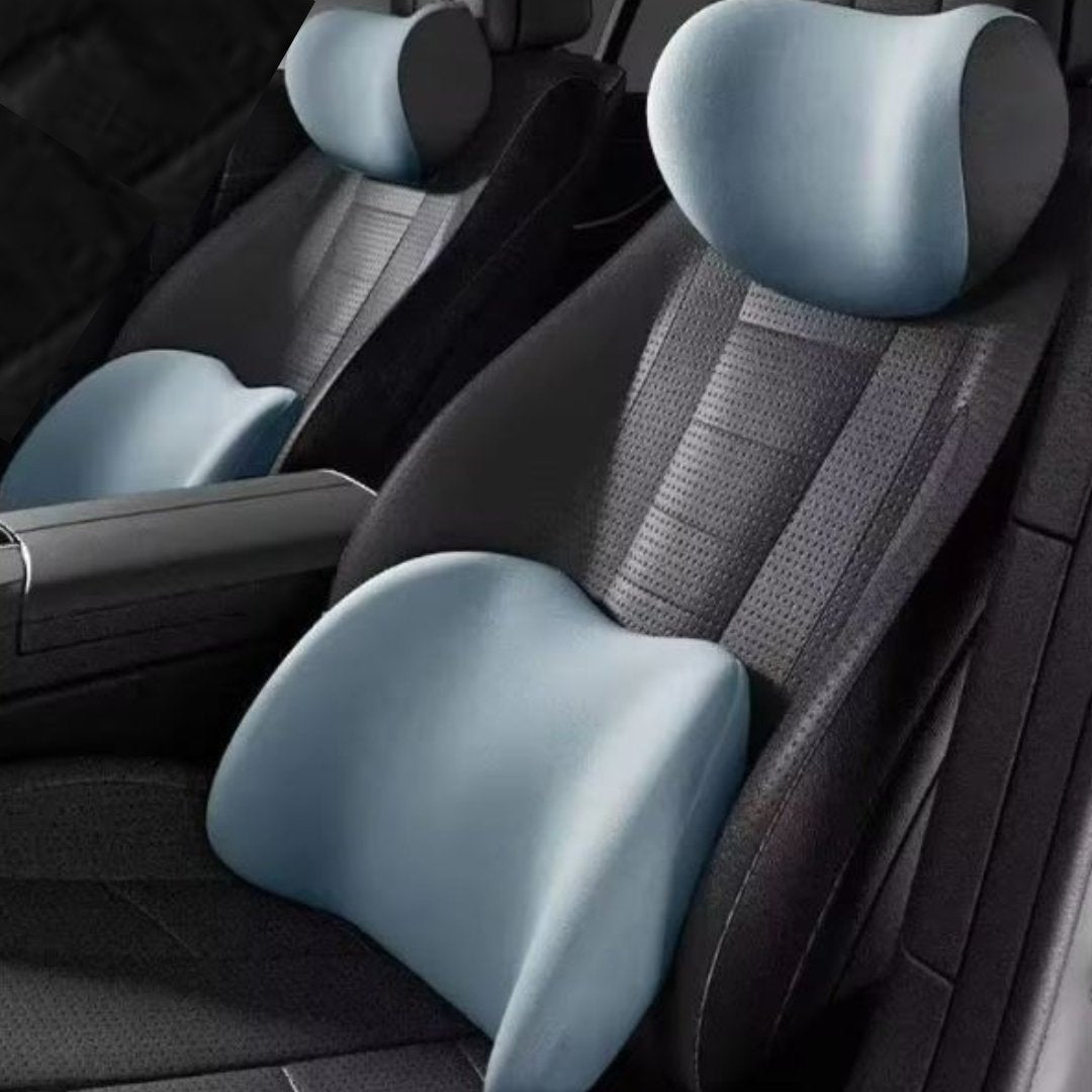 Car Seat Neck and Lumbar Support Set with Memory Foam Ergonomic Cushions