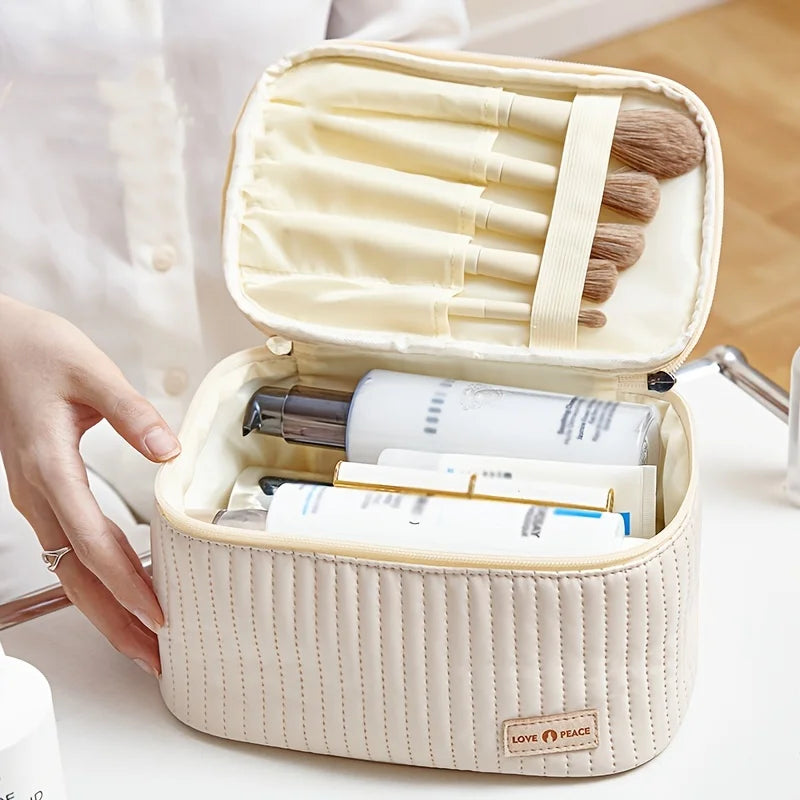 Vegan Leather Cosmetic Organiser with Multiple Compartments for Travel and Beauty Essentials