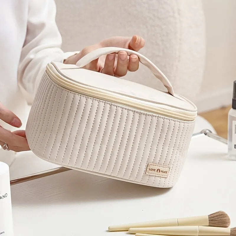 Vegan Leather Cosmetic Organiser with Multiple Compartments for Travel and Beauty Essentials