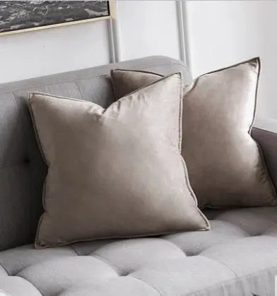 Velvet Cushion Cover with Flannel Trim and Hidden Zip