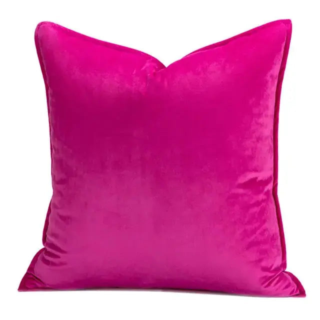 Velvet Cushion Cover with Flannel Trim and Hidden Zip