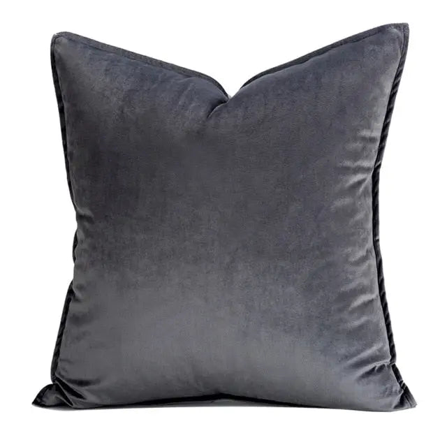Velvet Cushion Cover with Flannel Trim and Hidden Zip