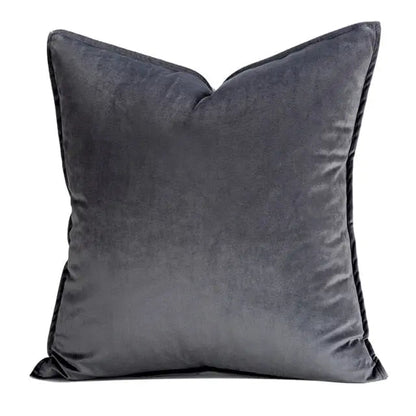 Velvet Cushion Cover with Flannel Trim and Hidden Zip