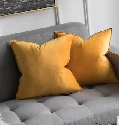 Velvet Cushion Cover with Flannel Trim and Hidden Zip