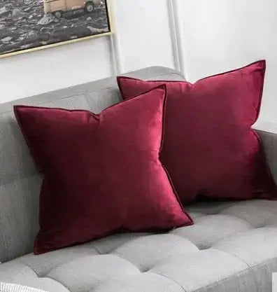 Velvet Cushion Cover with Flannel Trim and Hidden Zip