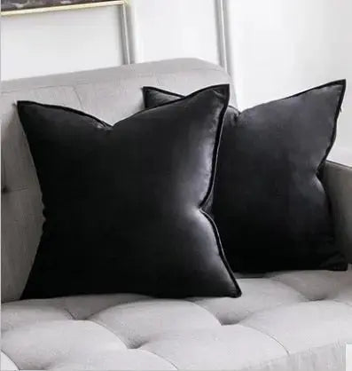 Velvet Cushion Cover with Flannel Trim and Hidden Zip