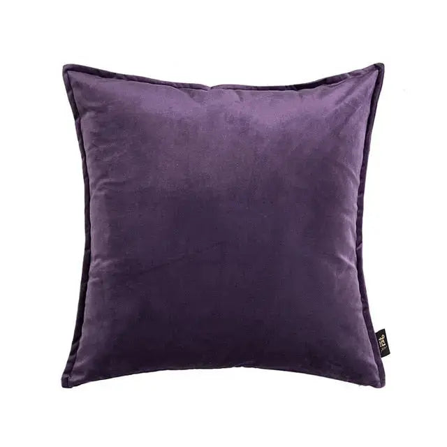 Velvet Cushion Cover with Flannel Trim and Hidden Zip