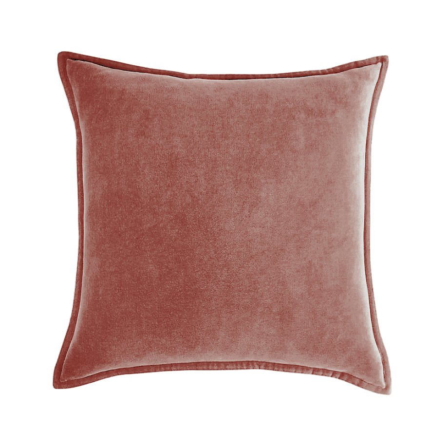 Velvet Cushion Cover with Flannel Trim and Hidden Zip