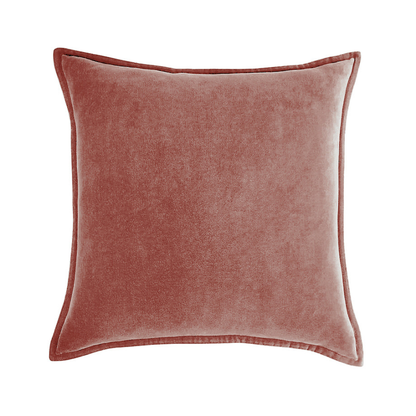 Velvet Cushion Cover with Flannel Trim and Hidden Zip