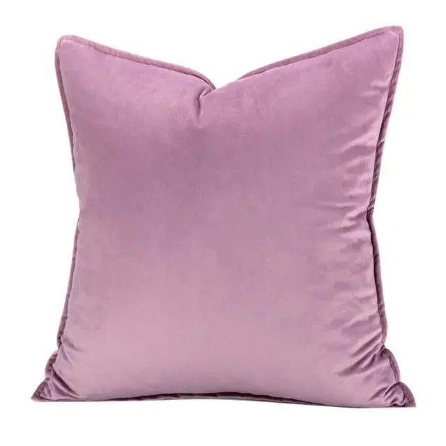 Velvet Cushion Cover with Flannel Trim and Hidden Zip