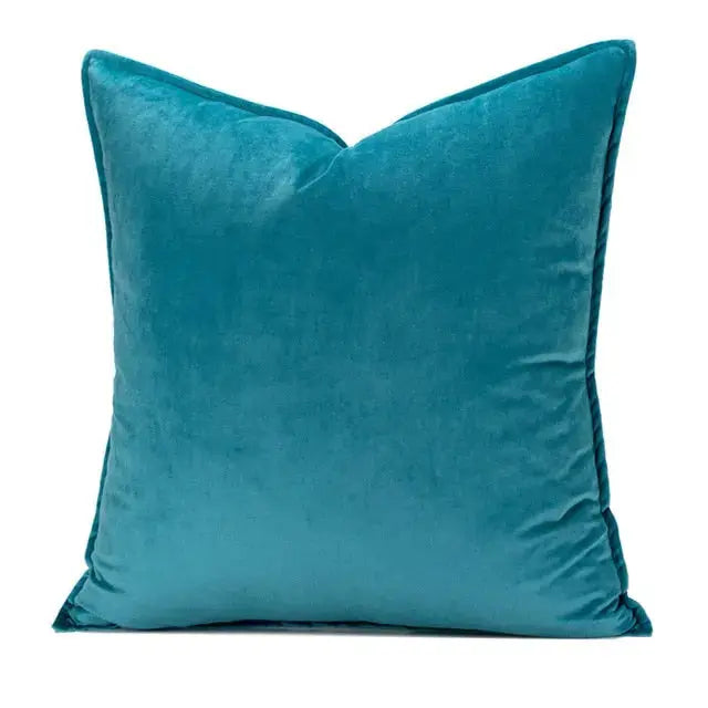 Velvet Cushion Cover with Flannel Trim and Hidden Zip