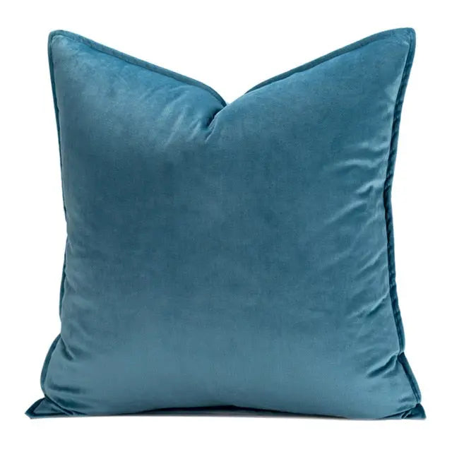 Velvet Cushion Cover with Flannel Trim and Hidden Zip