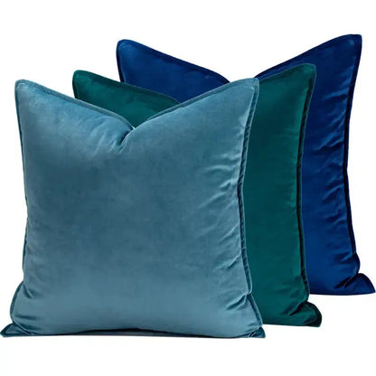 Velvet Cushion Cover with Flannel Trim and Hidden Zip