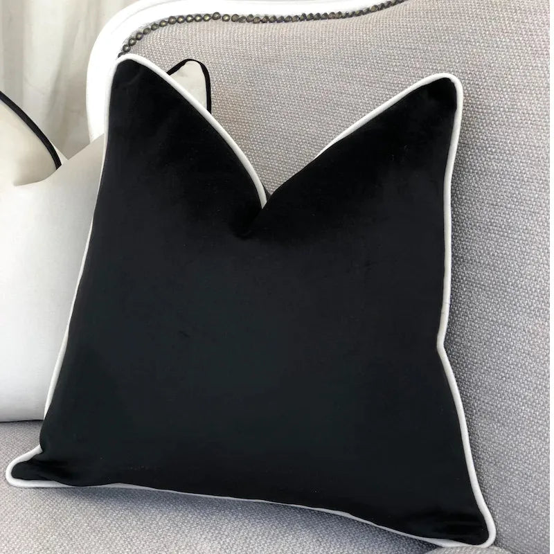 Velvet Cushion Cover with Refined Hem Detailing