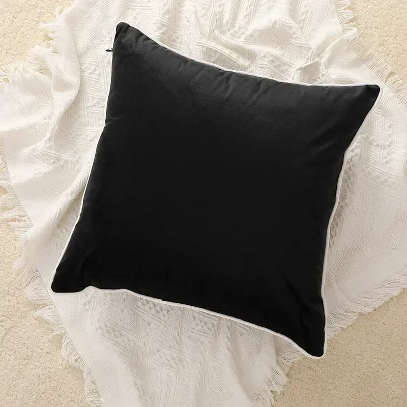 Velvet Cushion Cover with Refined Hem Detailing