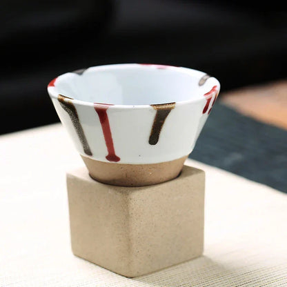 Vintage Cone-Shaped Ceramic Espresso Cups with Stylish Holder