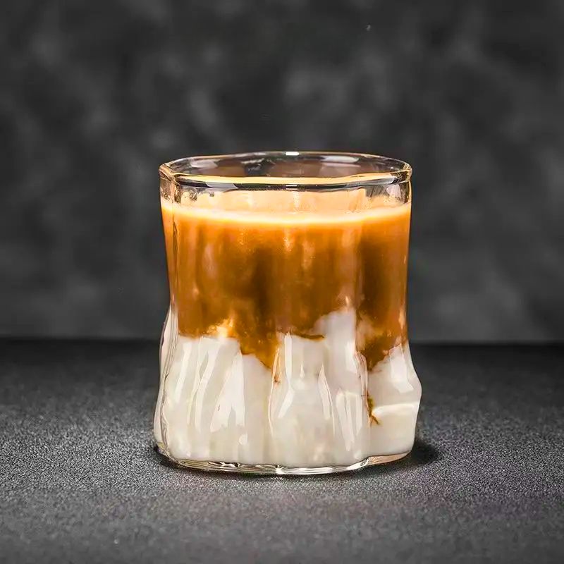 Vintage Glass Drinking Cup with Japanese Tree Motif and Borosilicate Glass