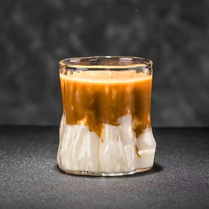 Vintage Glass Drinking Cup with Japanese Tree Motif and Borosilicate Glass