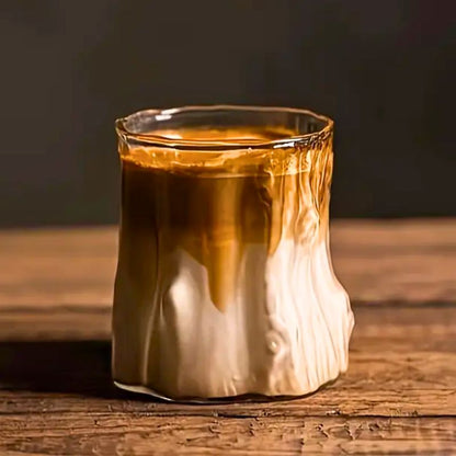 Vintage Glass Drinking Cup with Japanese Tree Motif and Borosilicate Glass