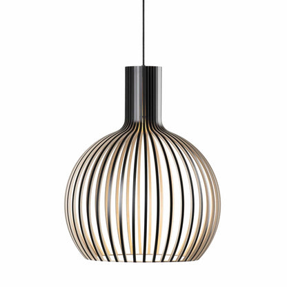 Vintage Wooden Pendant Lamp with Adjustable Height and LED Lighting