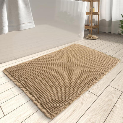 Waffle Texture Bath Mat with Soft Feel and High Water Absorption