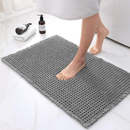 Waffle Texture Bath Mat with Soft Feel and High Water Absorption