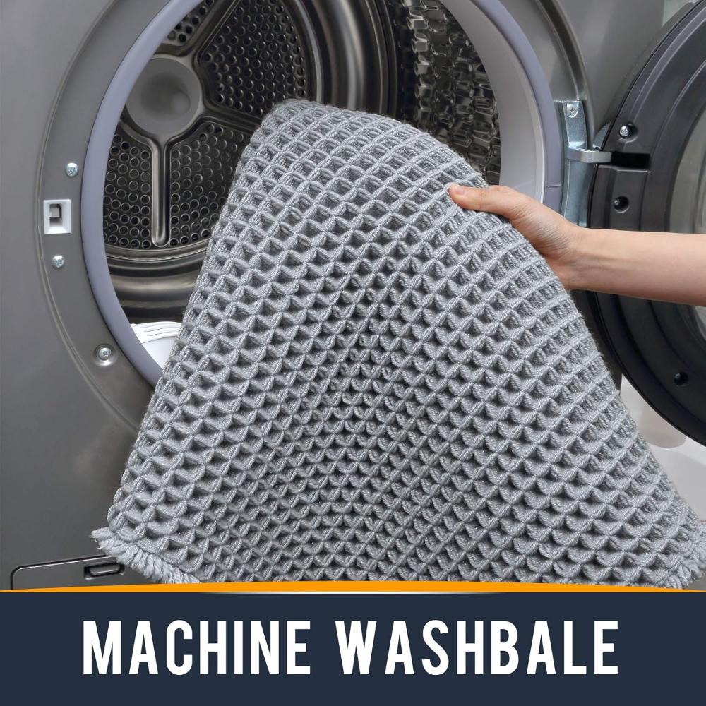 Waffle Texture Bath Mat with Soft Feel and High Water Absorption