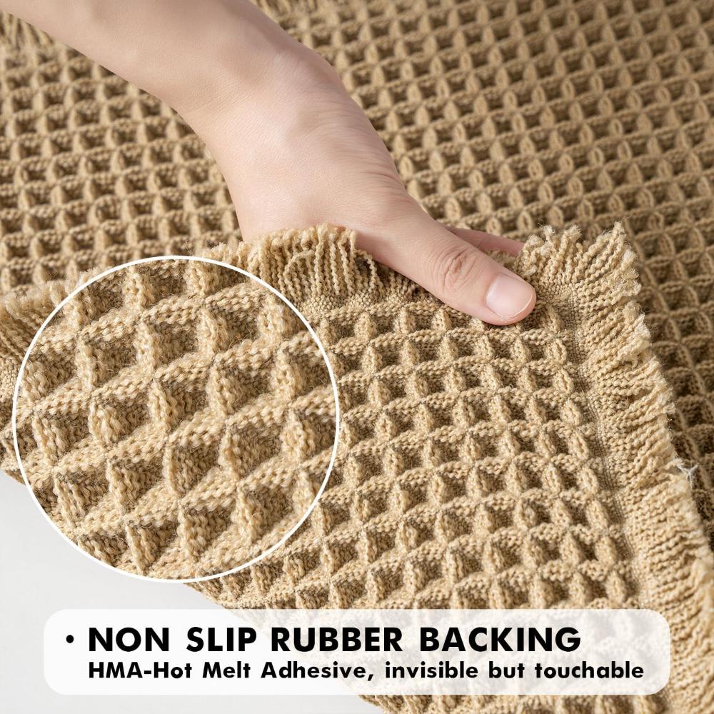 Waffle Texture Bath Mat with Soft Feel and High Water Absorption