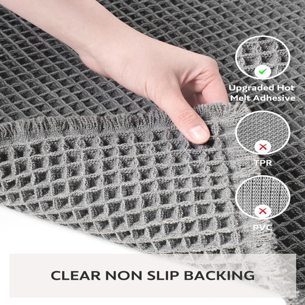 Waffle Texture Bath Mat with Soft Feel and High Water Absorption