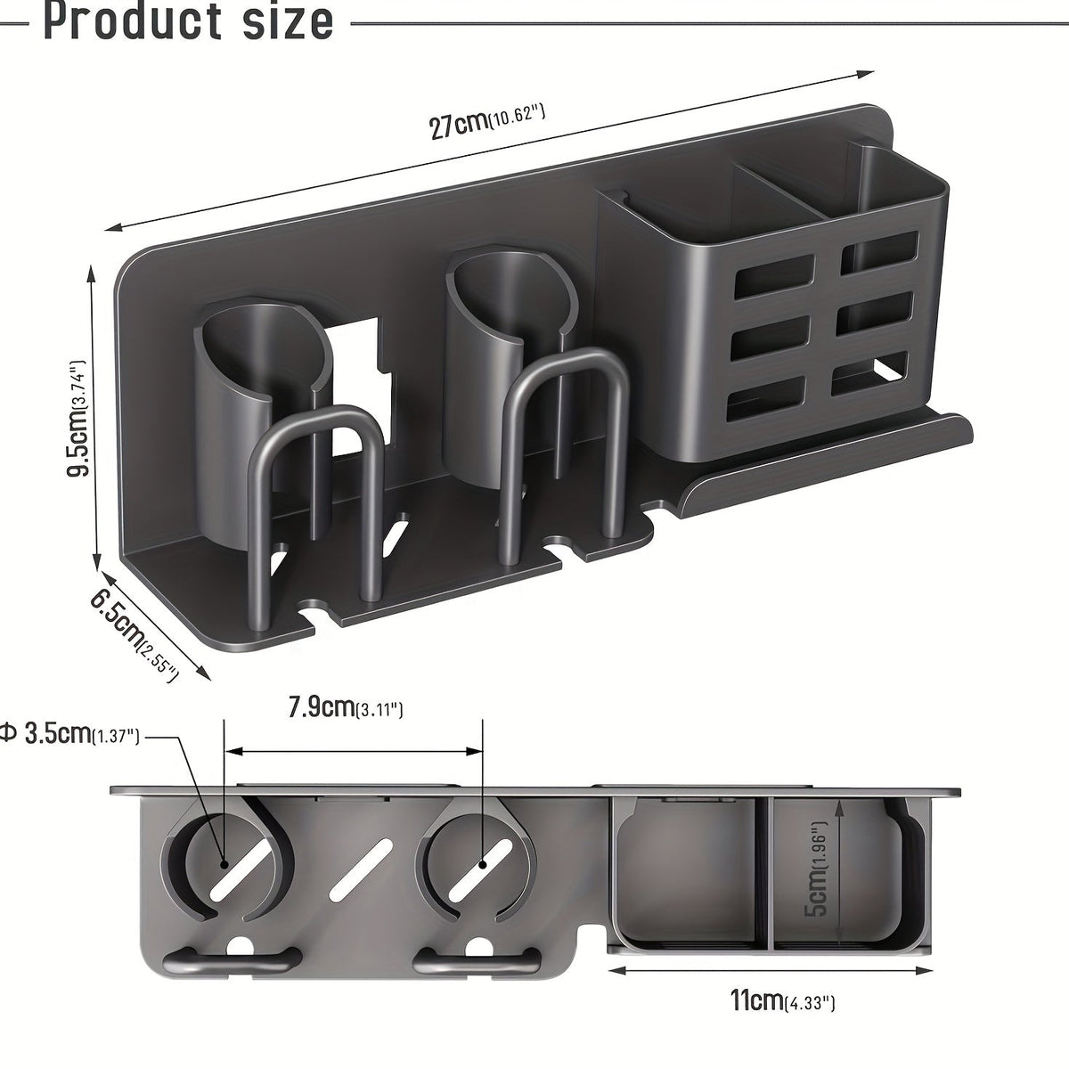 Wall Mounted Aluminum Electric Toothbrush Holder with Drainage Holes