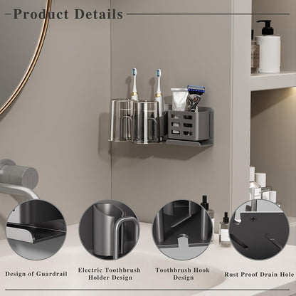 Wall Mounted Aluminum Electric Toothbrush Holder with Drainage Holes