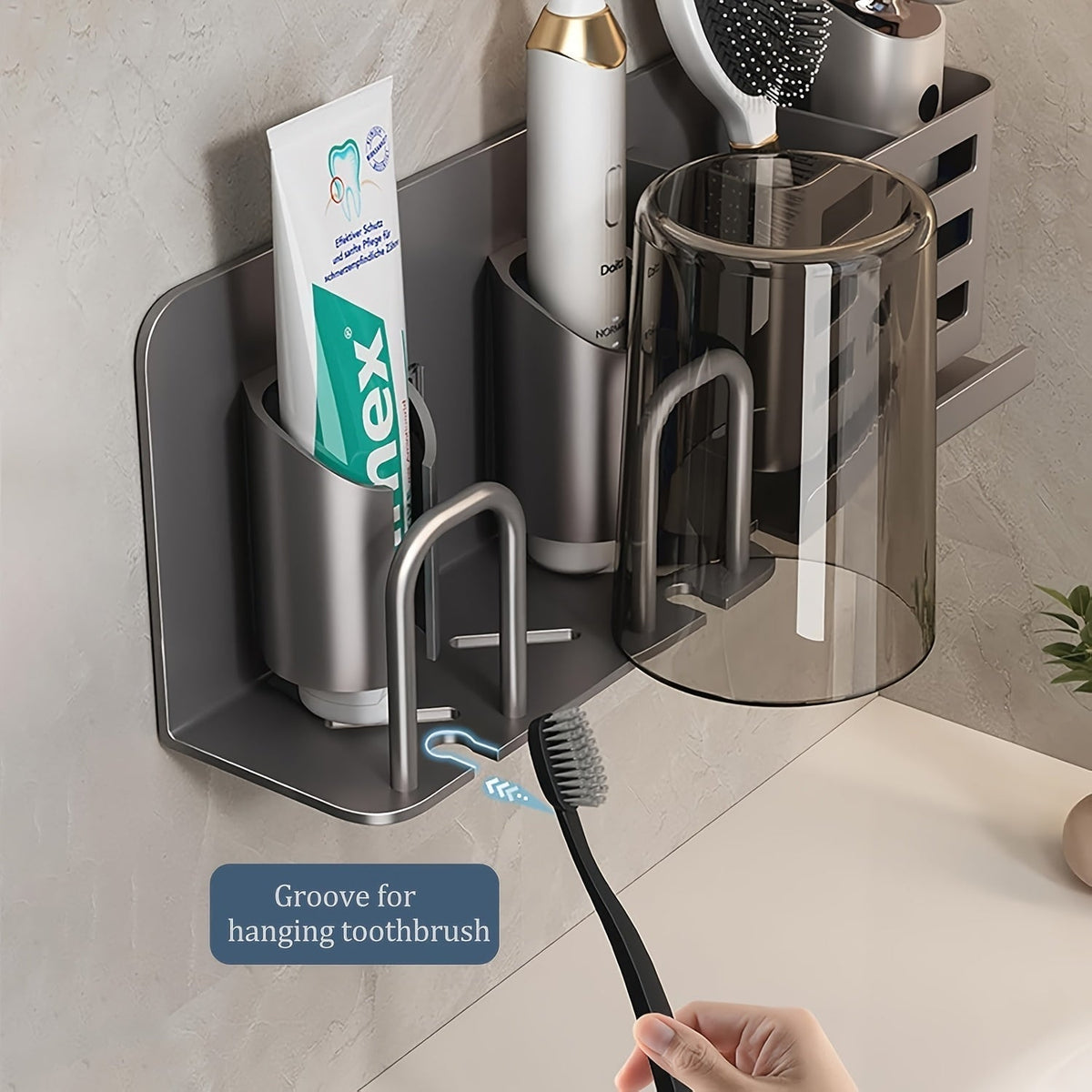 Wall Mounted Aluminum Electric Toothbrush Holder with Drainage Holes