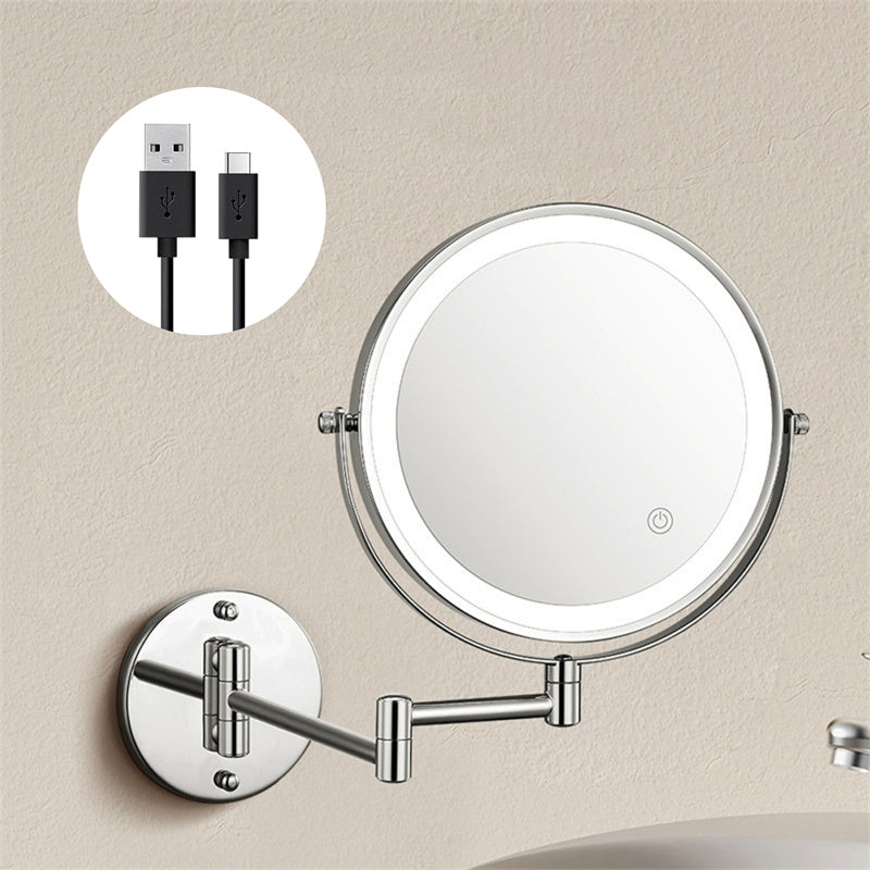 Wall Mounted Rechargeable LED Shaving Mirror with 1X/10X Magnification
