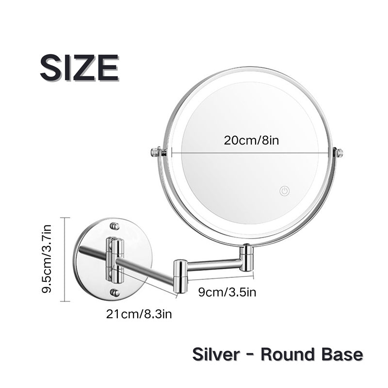 Wall Mounted Rechargeable LED Shaving Mirror with 1X/10X Magnification